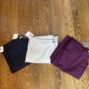 LOT (3) L.L. Bean flat front chinos 12R  classic fit & favorite fit 12R NWT
